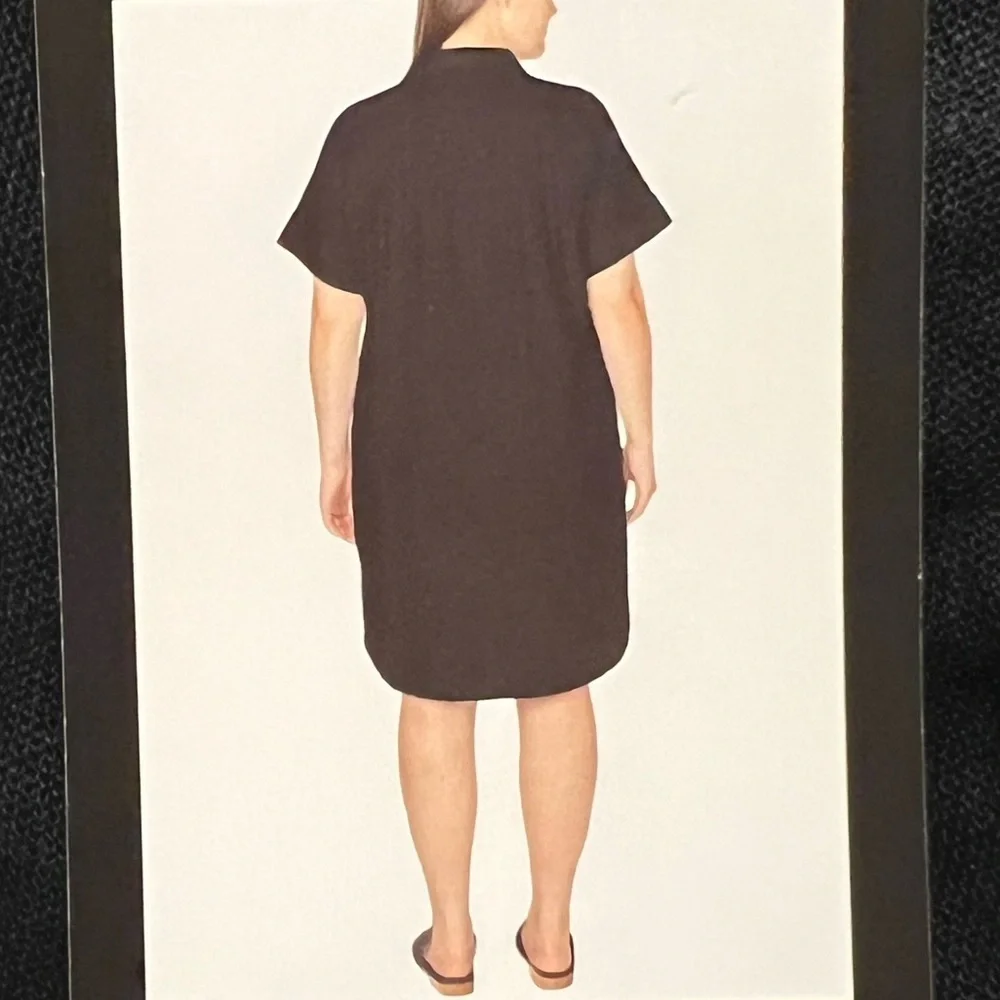NWT‎ well worn button down shirt black linen dress with pockets